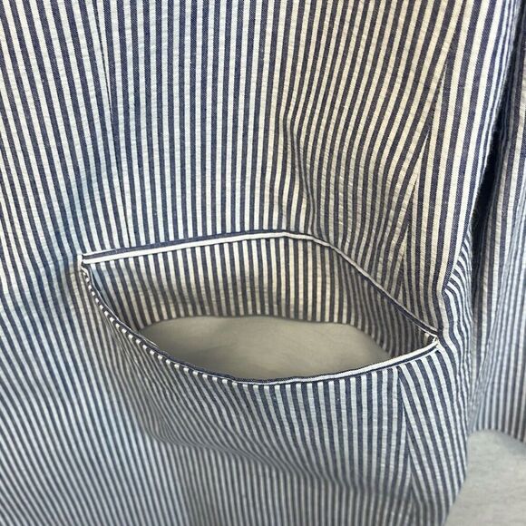 ALAN FLUSSER Blazer Suit Jacket Men's Size 46L Navy White Striped Notched Lapel - Picture 12 of 12